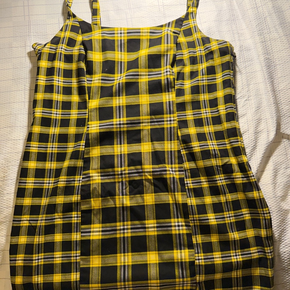 Yellow and Black Plaid Dress